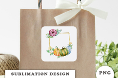 Watercolor Autumn Pumpkins Gold Frame png Product Image 2