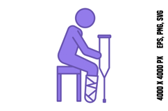 Colored Broken Leg Icon Product Image 1