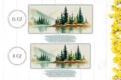 Watercolor Lake Mug Wrap Design, Mountains Mug Template Product Image 2