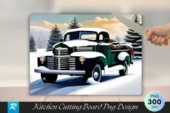 Vintage Farm Truck by Snowy Tree Lot Wreath Cutting Board Product Image 1