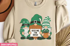 Kiss me, I'm Irish PNG, Gnome St Patricks Day Sublimati Product Image 2