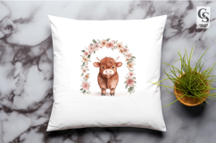 Floral Arch Highland Cow Clipart Sublimation PNG Product Image 2
