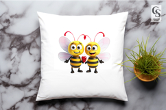 Cute Love Bees Couple Holding Heart PNG Product Image 3