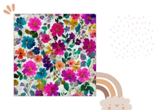 Cartoon Flowers Pillow PNG, Cute Pillow Case Template Product Image 2