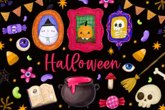 Cute Halloween Clipart PNG, Cute Spooky Witchy Graphics Product Image 1