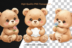 15 Bundle Watercolor Baby Bear Brown Wild Grizzly Forest Product Image 2