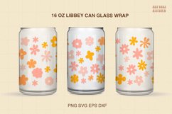 Retro Flowers Wrap For Libbey Can Glass| Groovy Daisy SVG Product Image 3