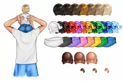 Football soccer clipart father and son daughter Product Image 3