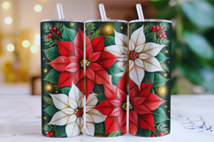Merry Christmas Flower Tumbler Wrap | Christmas Wrap Product Image 1