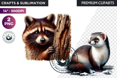 Watercolor Wild Animal Clipart, Forest Wildlife PNG Product Image 1