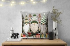 Embroidery Christmas Gnome Pillow Case, Winter Pillow Design Product Image 2