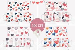 Cartoon Hearts Mug Designs, Watercolor Hearts Mug Template Product Image 2