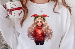 Cute Christmas Little Girl Sublimation Clipart Product Image 2