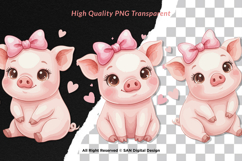 15 Bundle Watercolor Girl Pig Pink Baby Hog Farm Sticker Product Image 2