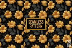 Golden Floral Digital Paper Pattern Product Image 2