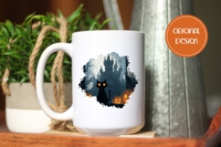 Halloween Castle PNG, Spooky Halloween Black Cat T-Shirt PNG Product Image 2