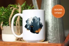 Halloween Castle PNG, Spooky Halloween Black Cat T-Shirt PNG Product Image 2