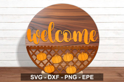 Welcome Pumpkin Round Sign SVG | Door Hanger Design Product Image 2