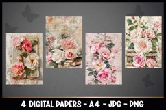 4 Vintage Floral Digital Papers I Junk Journal Product Image 2