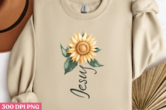 Jesus PNG, Sunflower Christian Sublimation PNG Product Image 2