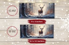 Winter Deer Mug Sublimation, Winter Forest Coffee Mug Wrap Product Image 2