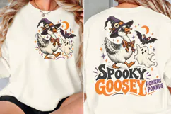 Spooky Goose Front Back Halloween PNG, Witch Goose Chest Bac Product Image 2