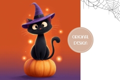 Kids Halloween Backgrounds, Halloween Cat Digital Papers PNG Product Image 2