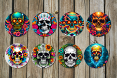 Skull and flowers | Sublimation round earring design bundle Product Image 2