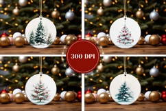 Watercolor Christmas Tree Round Ornaments, Winter Gift Tags Product Image 2