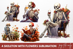Skeleton With Flowers Sublimation Clipart Product Image 1