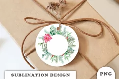 Watercolor Christmas Floral Frame png Product Image 2