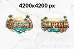 California State PNG, Vintage Coastal Sunset Sublimation Product Image 3