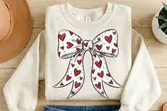 Valentine's Day Coquette Bow PNG, Red Heart Valentine's Product Image 2
