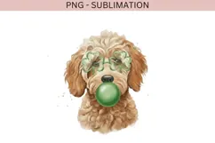 Golden poodle with bubblegum png design for T-shirts Product Image 2