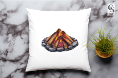 Watercolor Campfire Logs Clipart Sublimation PNG Product Image 3