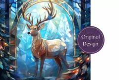 Stained Glass Christmas Sublimation, Deer Tumbler Wrap Product Image 2