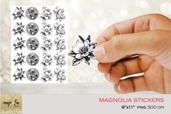 magnolia line art stickers | printable floral stickers PNG Product Image 1