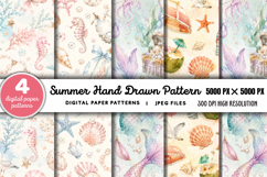 Summer Beach Hand Drawn Pattern JPG Product Image 1