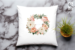 Peach Floral Wreath Watercolor Clipart Sublimation PNG Product Image 3