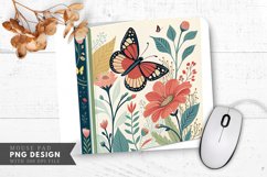 Butterfly and Floral Book Cover Mouse Pad PNG Design Product Image 1