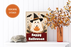 Happy Halloween Greeting Card Printable, Cartoon Ghost Card Product Image 2