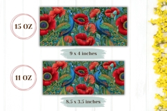 Peacock Mug Wrap, Poppy Mug Design, Flowers Mug PNG Product Image 2