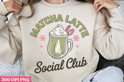 Matcha Latte Social Club PNG, Coquette Bow Positive Product Image 1