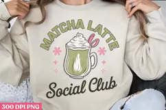 Matcha Latte Social Club PNG, Coquette Bow Positive Product Image 1