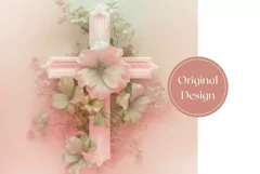 Floral Cross Sublimation Tumbler, Pink Cross Tumbler Wrap Product Image 2