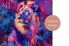 Colorful Lion Tumbler Design, Neon Tropical Leaves Tumbler Product Image 2