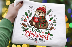 Cozy Christmas Starts Here PNG, Cute Otter Christmas PNG Product Image 5