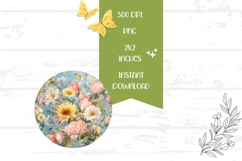 Floral Earrings Design, Butterfly Round Earrings Print Product Image 2