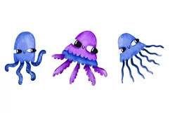 Cartoon underwater world and ocean bottom. Sea inhabitants Product Image 2