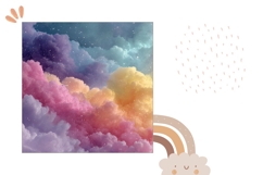 Glitter Sky Pillow, Clouds Pillow Sublimation Design Product Image 2